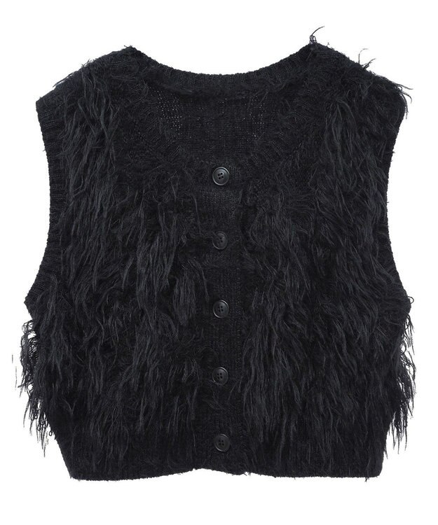 Green Parks フェザーニットベスト Black