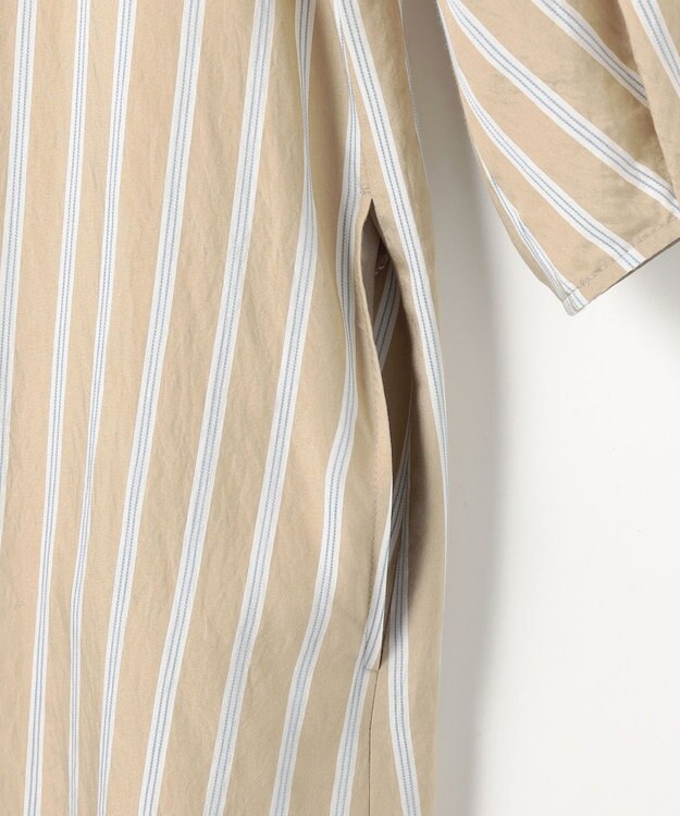 自由区 L 【17号サイズまで展開】ビスコースナイロンドビーストライプ ワンピース ベージュ系