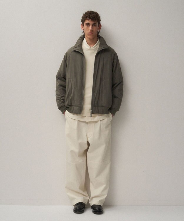 ATON MAT AIRY NYLON | ウールパテッドスタンドジャケット - UNISEX KHAKI