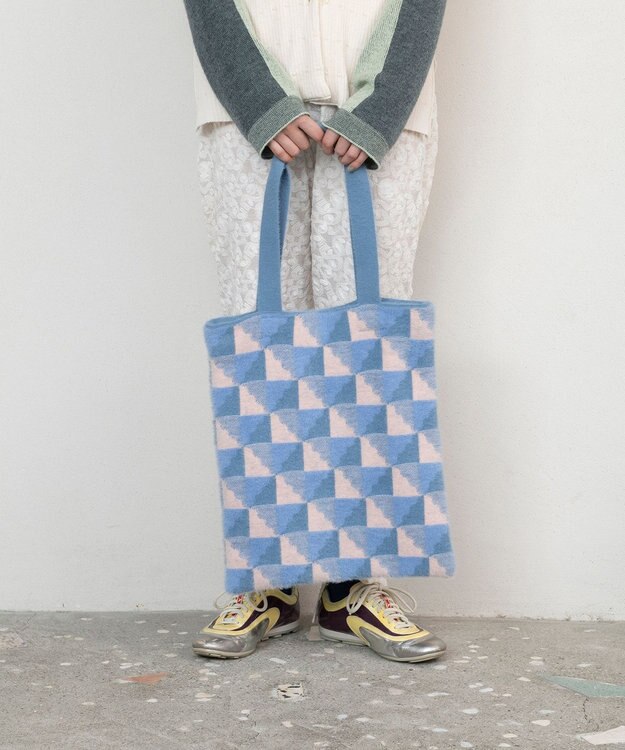 TRICOTE シャギーブロックトート 32BLUE