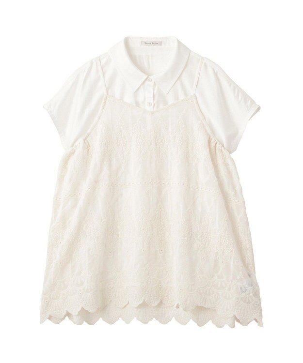 Green Parks ＳＥＴ２点刺しゅうキャミ＋シャツ Off White
