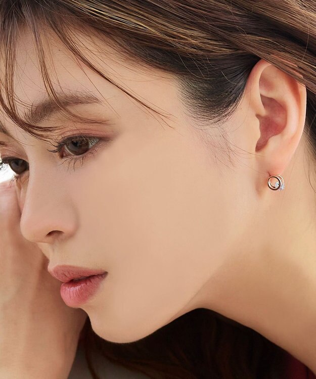 Tiaclasse 【金属アレルギー対応】サークル＋ストーンタイニーピアス ピンクゴールド