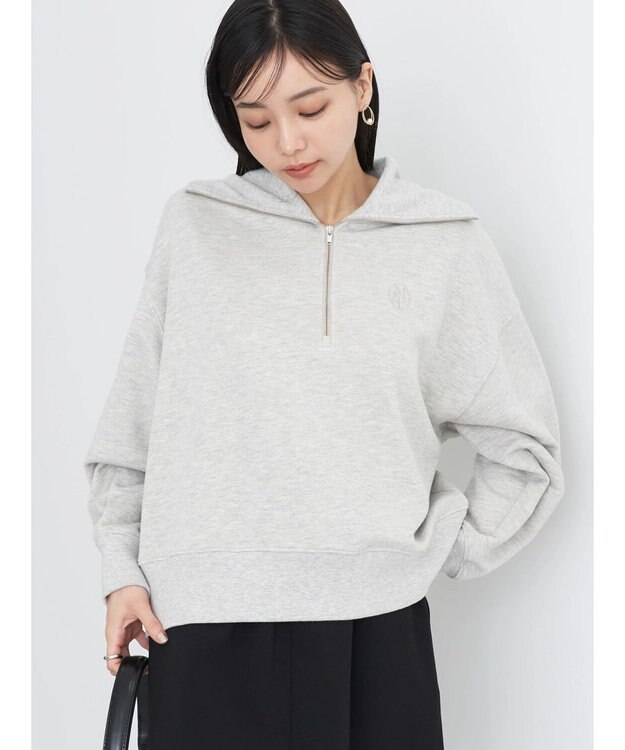 earth music&ecology ハーフＺＩＰスウェット Light Gray Mixture