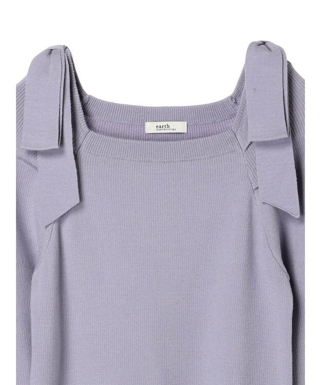 earth music&ecology 肩リボンニットプルオーバー Grayish Blue
