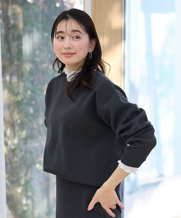 ANY ミラノリブニットプルオーバー チャコール