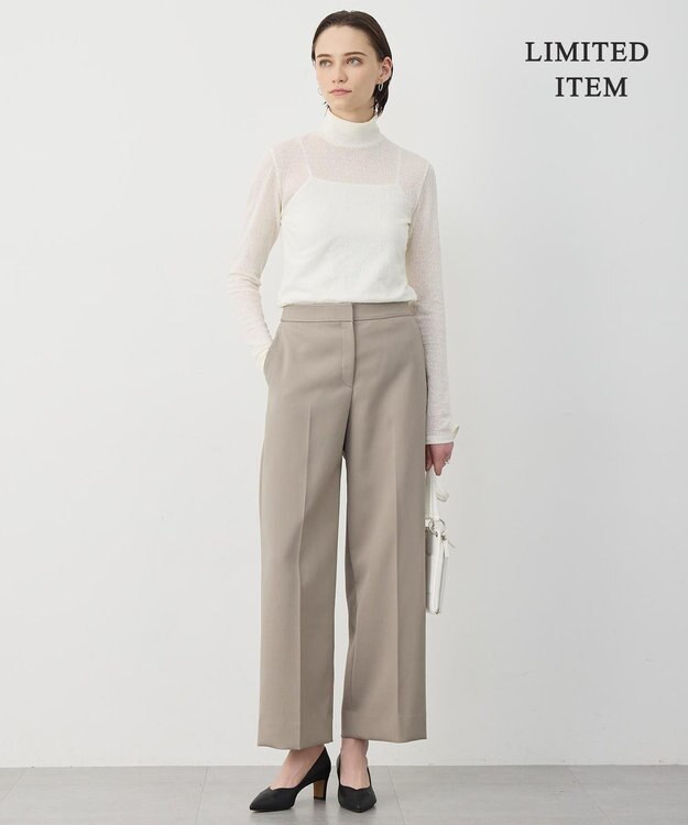 ICB 【WEB限定】 コットンレーシージャガード ハイネックカットソー オフホワイト