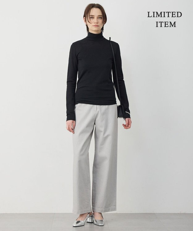 ICB 【WEB限定】 コットンレーシージャガード ハイネックカットソー ブラック