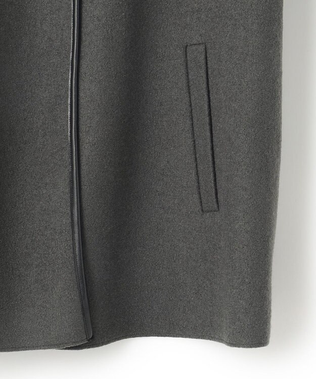 23区 L コンプレストパイル ノーカラー アウター グレー系