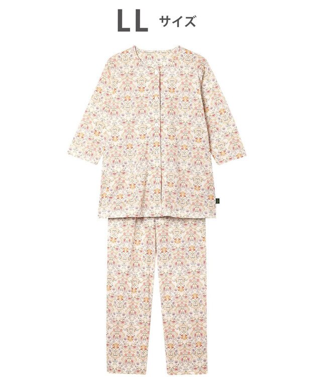 WACOAL パジャマ 綿100%(本体) 天竺素材 ミントン 7分袖 長袖 長ズボン レディース NDT266 /ワコール クリーム