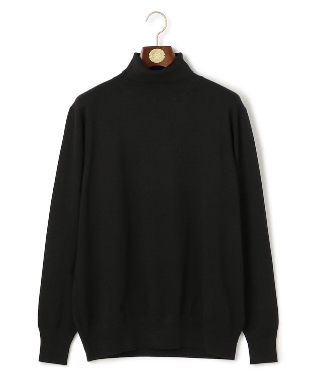 J.PRESS MEN 品よく暖かで首元からスマートに【ストレッチ / イージーケア】【FLEX YARN】タートルネック ニット ブラック系