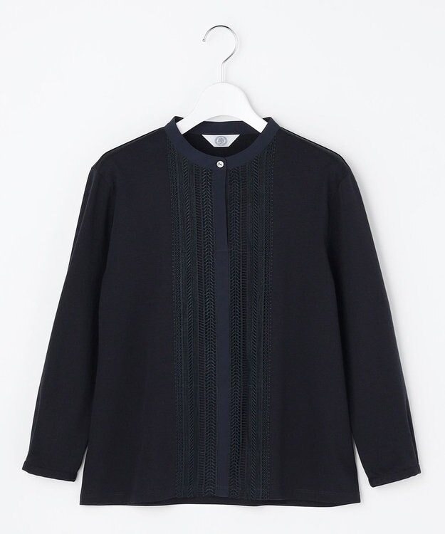 J.PRESS LADIES S レースコンビ ボウタイ カットソー ネイビー系