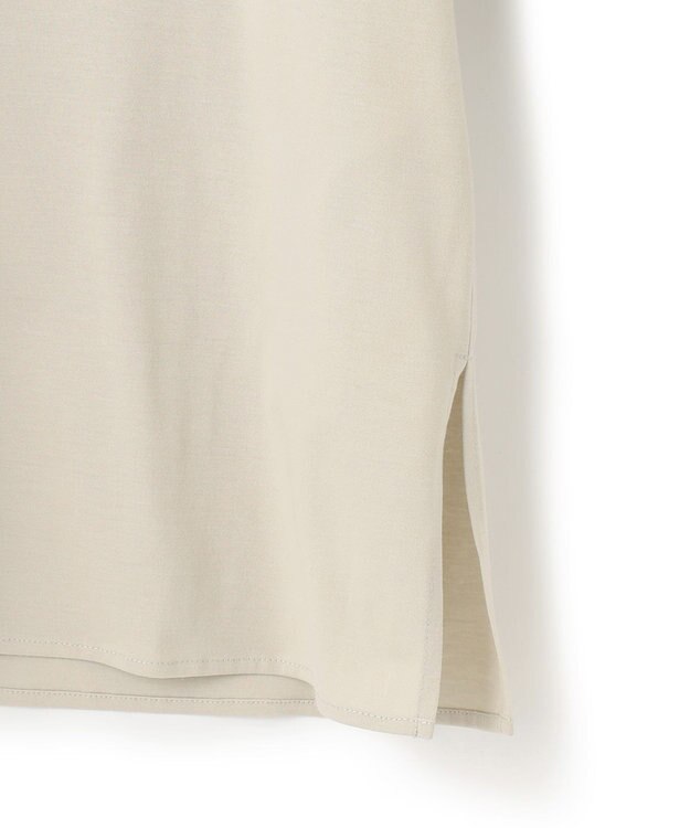 ICB L 【洗える】 ブラウスライクジャージー ヘンリーネックカットソー ライトオリーブ系