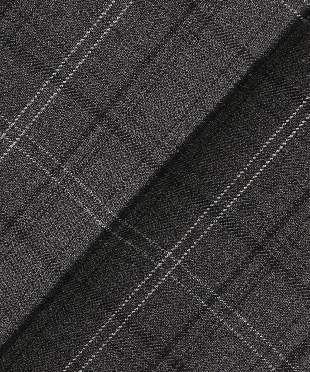 自由区 TRギャバ裏起毛チェック柄ワイド パンツ チャコール系チェック