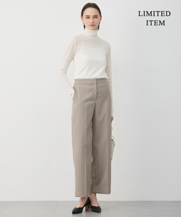 ICB 【WEB限定】 コットンレーシージャガード ハイネックカットソー オフホワイト