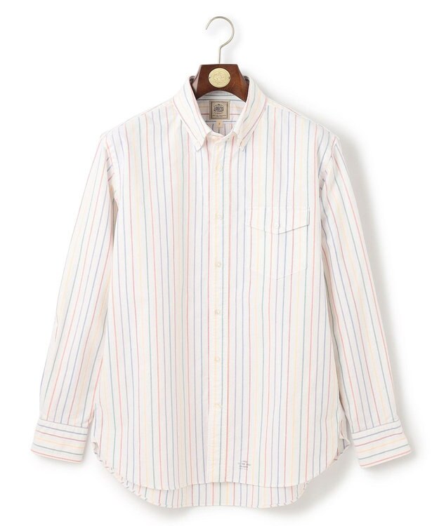 J.PRESS MEN コットンオックス マルチストライプ シャツ / ボタンダウン ホワイト系1