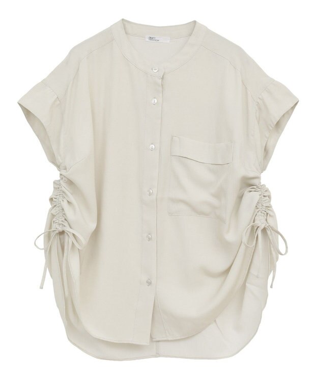 CRAFT STANDARD BOUTIQUE バンドカラーサイドドロストシャツ Cream