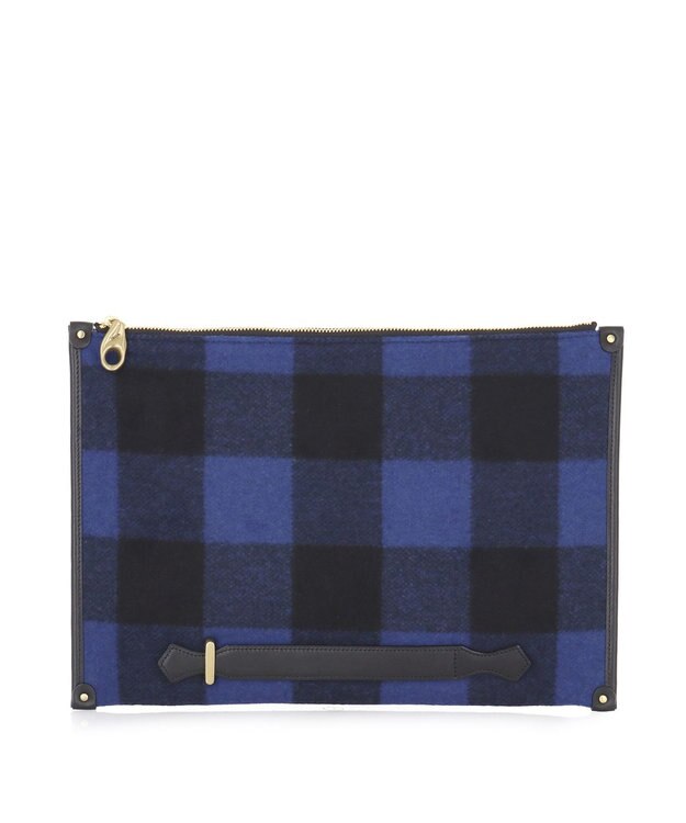 IBIZA プエブロ　ウール/牛革　クラッチバッグ 青