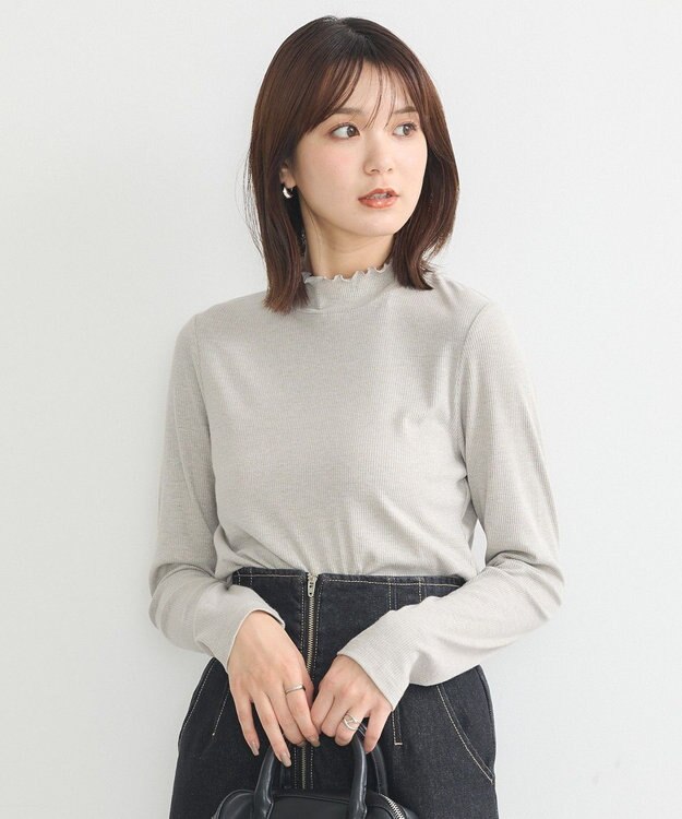 earth music&ecology ラメテレコハイネックプルオーバー Gray