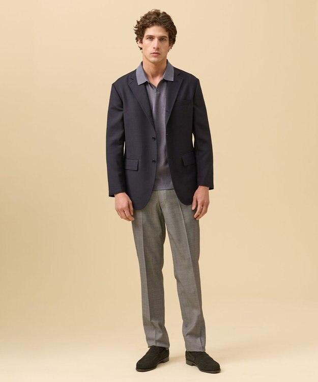 J.PRESS MEN 【SHACKET】ブラックウォッチ サマーダブルフェイス ジャケット ネイビー系