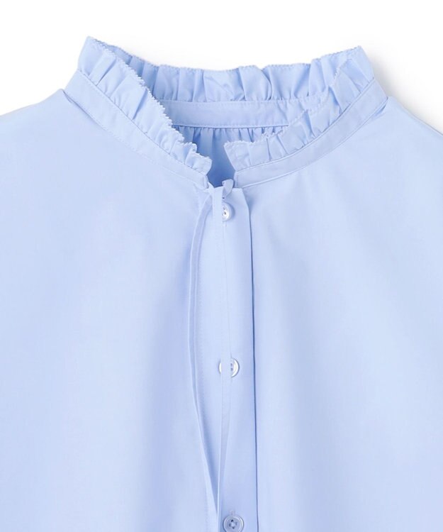 UNFILO フリルネック ブラウス サックス