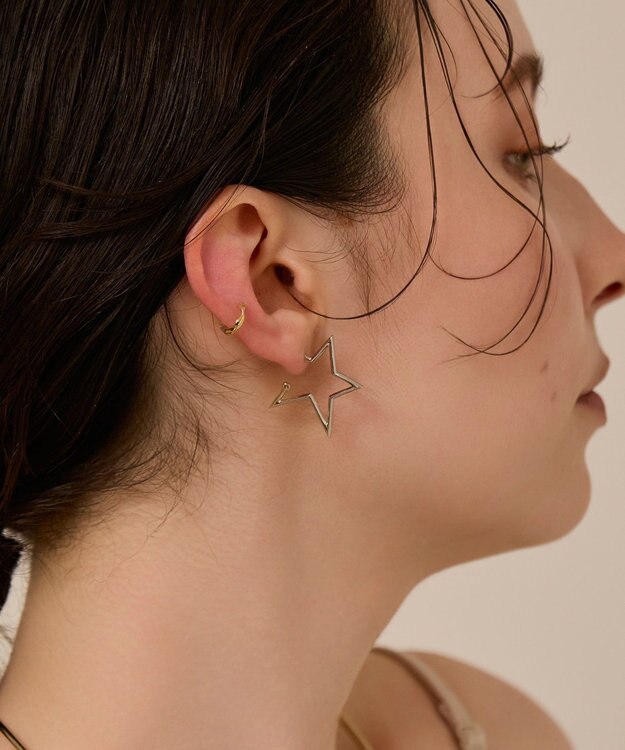 Phoebe 〈金属アレルギー対応〉スターフープピアス　シルバー/ニッケルフリー シルバー