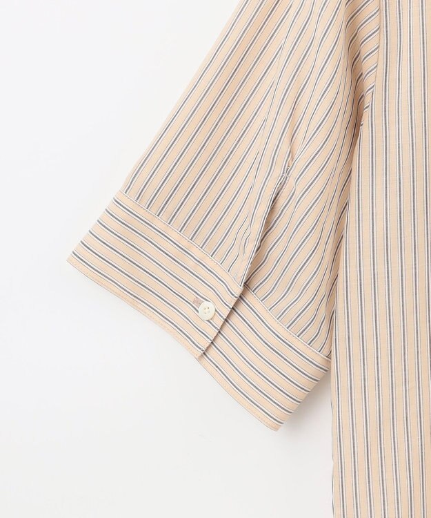 J.PRESS LADIES 【洗える】ウォッシャブルストライプ シャツカラー ブラウス ベージュ系1