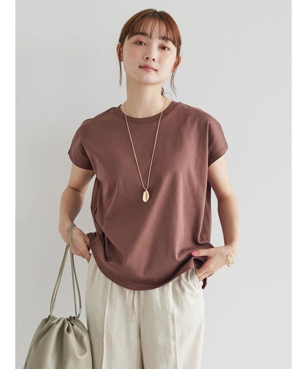 AMERICAN HOLIC キレイＣｏｔｔｏｎフレンチスリーブカットプルオーバー Brown