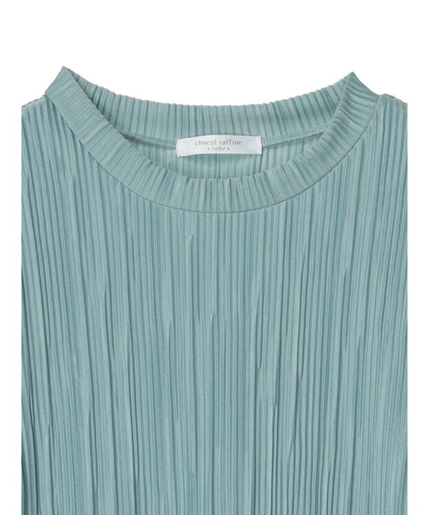 Green Parks プリーツ５分袖プルオーバー Sax