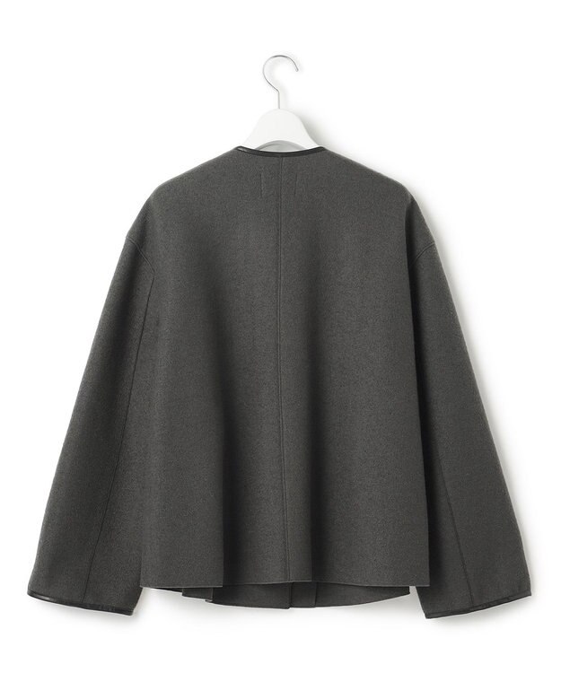 23区 L コンプレストパイル ノーカラー アウター グレー系