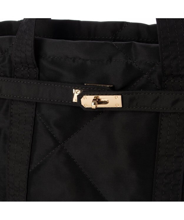 UNBILLION カシュカシュ cachecache / ヒネリ金具2wayナイロンキルティングトートM ブラック