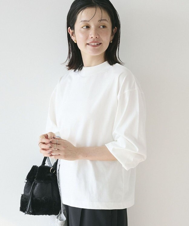 CRAFT STANDARD BOUTIQUE モックネックリングドット長袖プルオーバー White