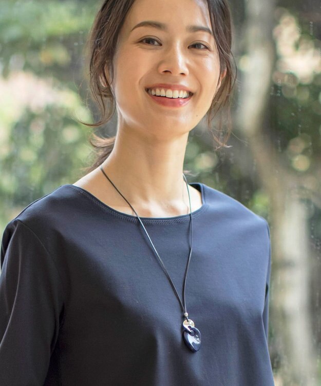 J.PRESS LADIES マーブルカーブ ネックレス ネイビー系