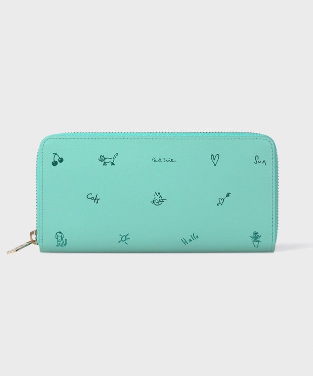 Paul Smith カラードゥードゥル ラウンドジップ 長財布 ミントグリーン