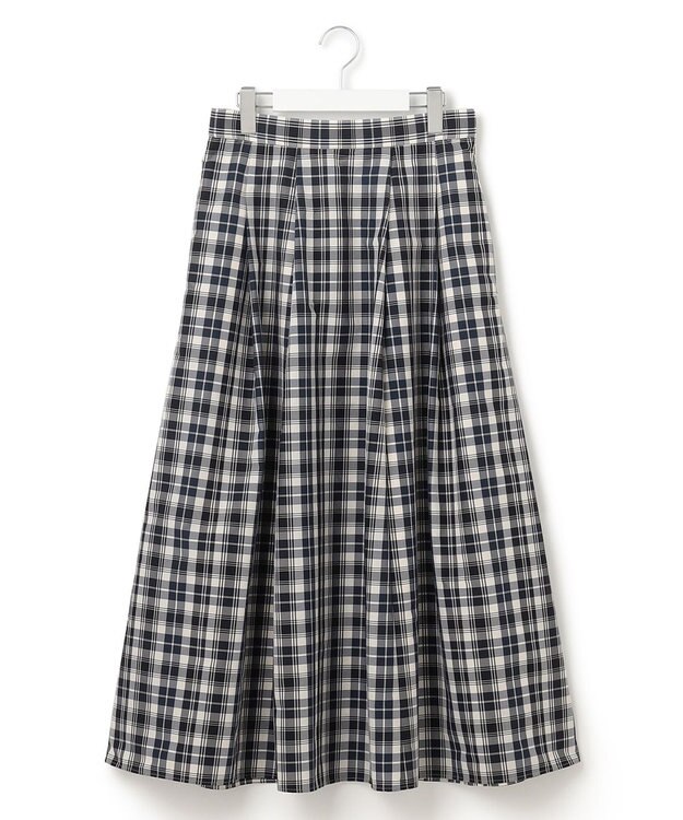 23区 【洗える】ナイロンチェックタフタ タックスカート モノトーンチェック