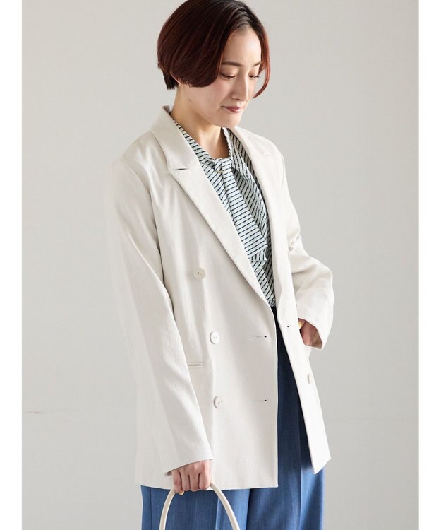 Te chichi リネンMIXロングスリーブジャケット アイボリー