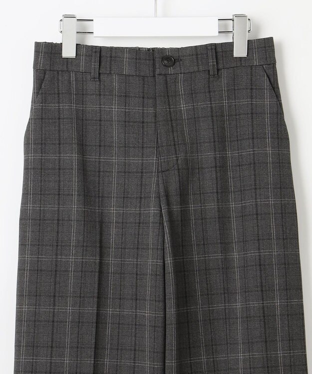 自由区 TRギャバ裏起毛チェック柄ワイド パンツ チャコール系チェック