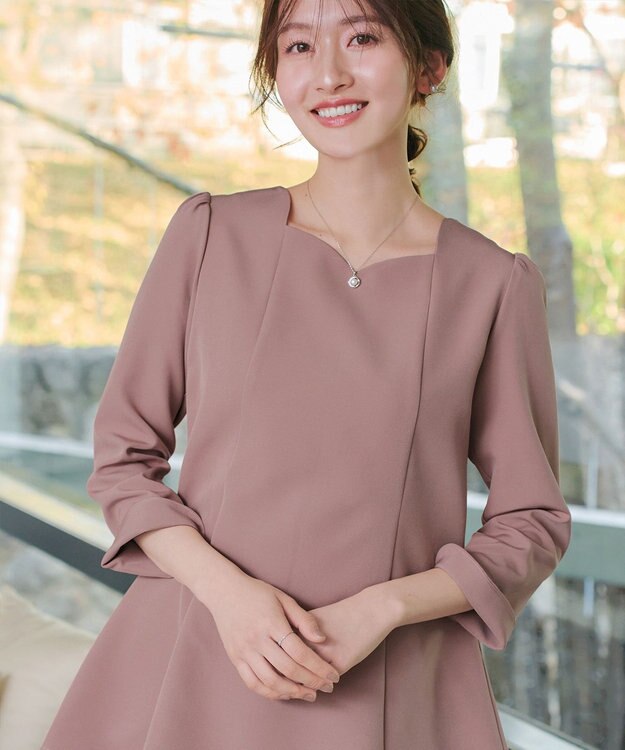 Tiaclasse スカラップ襟チュニック ピンク