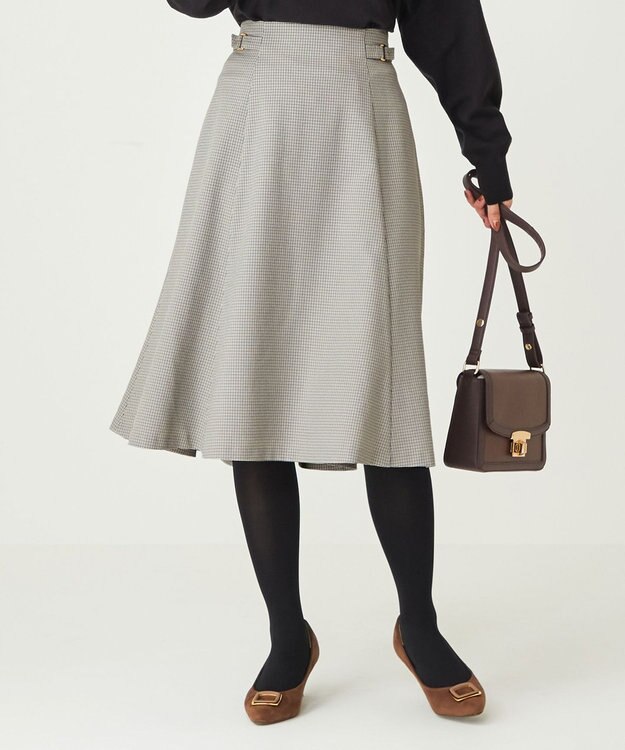 ANY SIS 【洗える】サイドバックルライト スカート モノトーンチェック