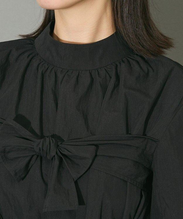 Green Parks リボンデザインハイネックブラウス Black