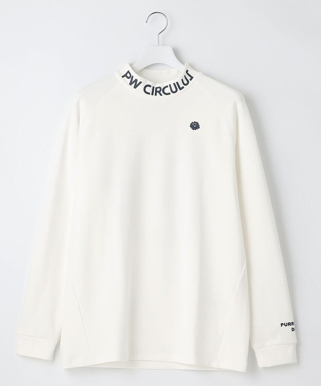 PW CIRCULUS 【MEN】【ストレッチ/軽量】バックロゴ 長袖 モックネック シャツ ホワイト系