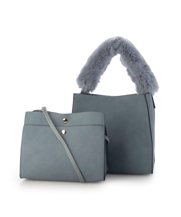 UNBILLION カシュカシュ cachechche / 横ヒネリインバッグセットファーハンドル ブルー