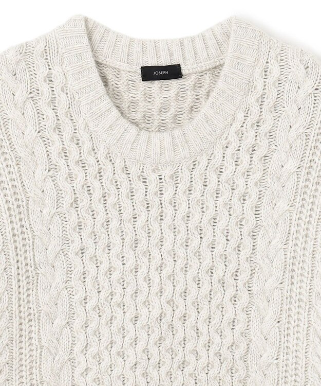 JOSEPH HOMME ヴィスコースメランジケーブル  クルーネック ホワイト系