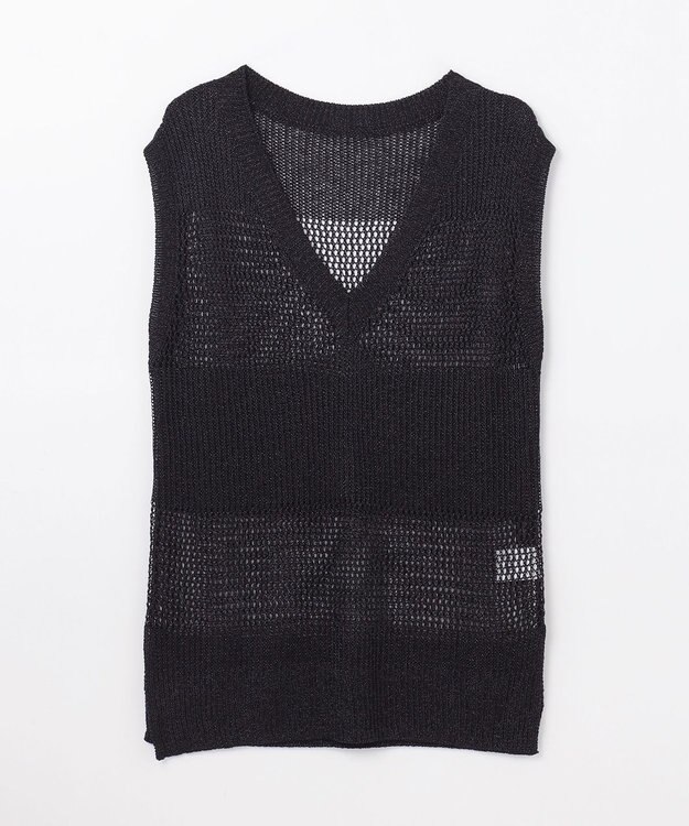 GRACE CONTINENTAL ラメメッシュニットトップ ブラック