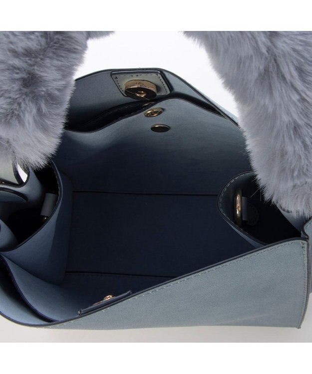 UNBILLION カシュカシュ cachechche / 横ヒネリインバッグセットファーハンドル ブルー