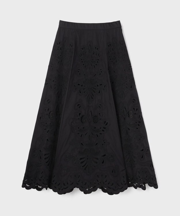 GRACE CONTINENTAL 刺繍スカラップスカート ブラック