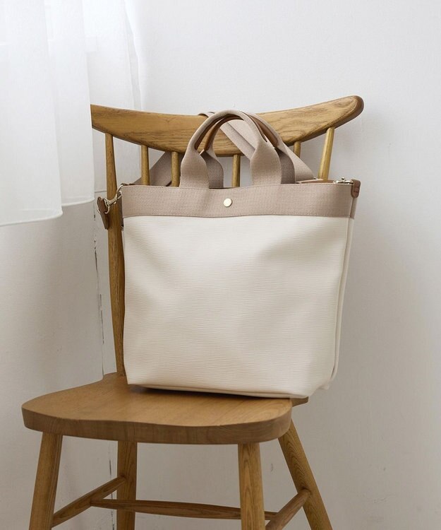 TOPKAPI 【Breath TOPKAPI】RIPPLE リプル ファスナー付 縦型 2way トートバッグL アイボリー