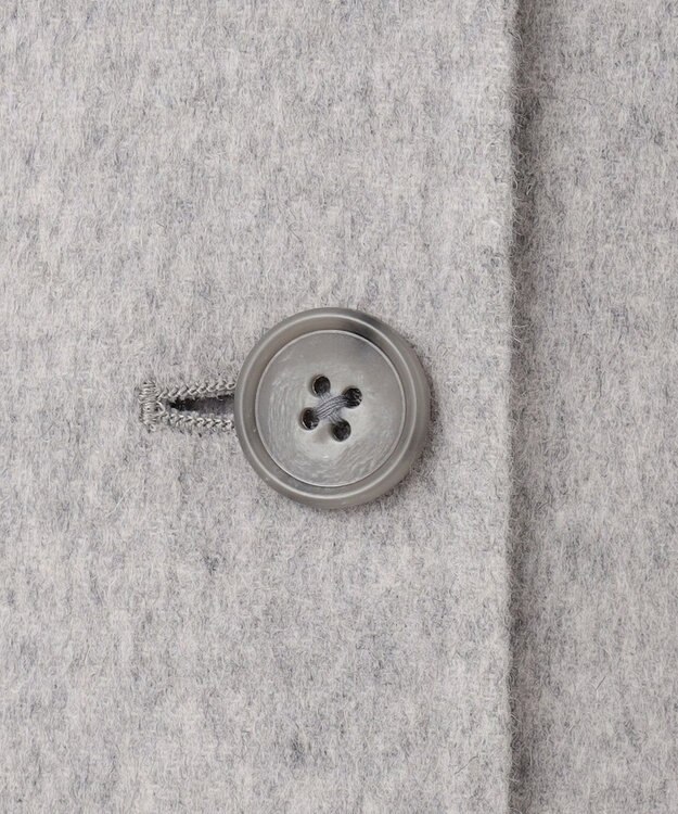 J.PRESS LADIES ウールナイロンリバー フード付き コート ライトグレー×ベージュ系