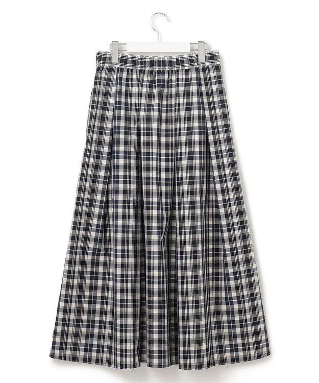23区 【洗える】ナイロンチェックタフタ タックスカート モノトーンチェック