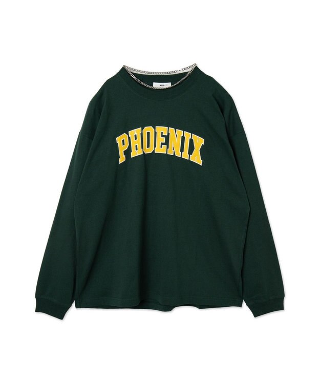 WEGO アクセ付きグラフィックT（LS） ダークグリーン