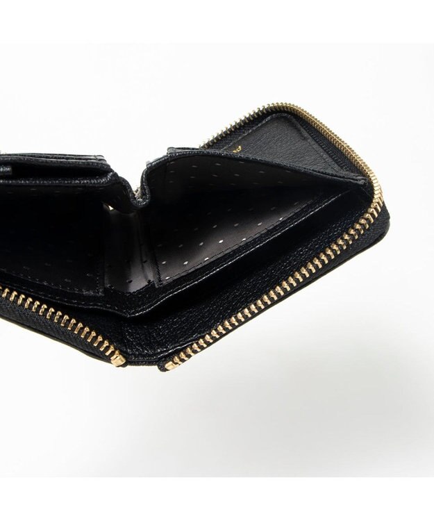 UNBILLION ペルケ perche / ドット刺繍ラウンドパームフィットウォレット ブラックドット